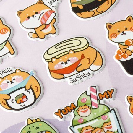 Наклейки объемные MESHU "Shiba Inu" 10 x 23 см, европодвес RE-MS_57643