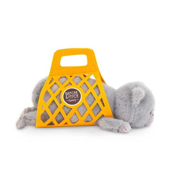 Мягкая игрушка ORANGE TOYS Кот Барсик в сумке, серый 35 см ORT-B1002/35