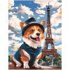 Картина по номерам на холсте ТРИ СОВЫ "Корги в Париже" 30 x 40 см, краски, кисть RE-KX3040_30002