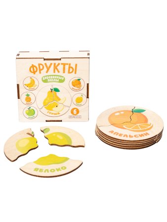 Деревянный пазл Десятое королевство "Фрукты" 6 элементов KOR-04551
