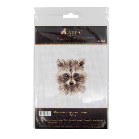 Набор для вышивания "Алиса" Животные в портретах. Енотик 7 x 8 см 0-208