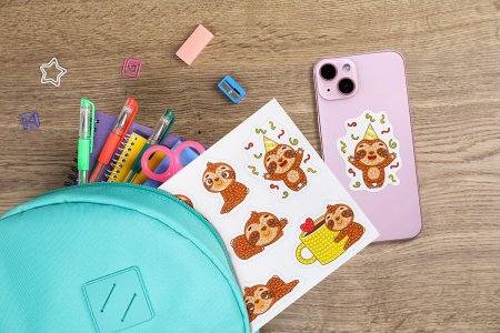 Кристальная (алмазная) мозаика ФРЕЯ наклейки "Ленивцы" 19.5 х 14 см ALVN-139