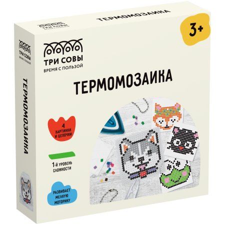 Термомозаика ТРИ СОВЫ "Животные" инструменты и аксессуары, трафареты, карт.коробка RE-ThB_55656
