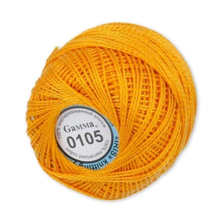 Пряжа GAMMA Ирис 100% хлопок 1 х 10 г 82 ± 3 м №0105 св-оранжевый GAM-IRI-1-0105