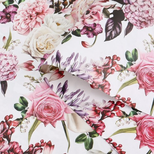 Бумага упаковочная глянцевая двусторонняя 70 х 100 см "Букет" SIM-7334831