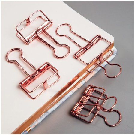 Зажимы для бумаг 32 мм MESHU "Rose Gold" 4 шт, пакет с европодвесом RE-MS_41597