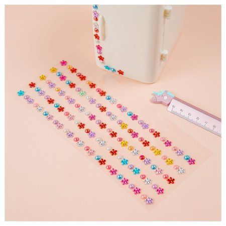 Наклейки акриловые MESHU "Bright flowers" 25 x 10 см, стразы, 150 накл, инд. уп. RE-MS_46773
