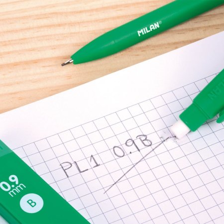 Карандаш механический MILAN PL1 0.9 мм, B с ластиком, зелёный ML-185012920 Карандаш механический MILAN PL1 0.9 мм, B с ластиком, зелёный ML-185012920