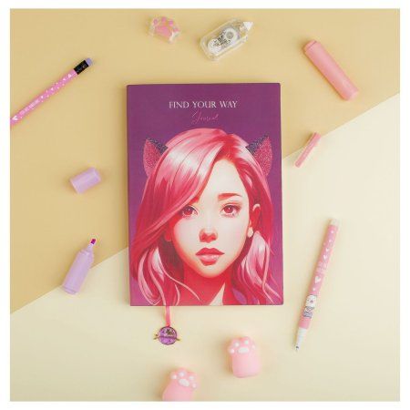 Ежедневник недатированный А5 136л. MESHU "Find your way. Pink" кожзам, закл с подвеской RE-MS_53610