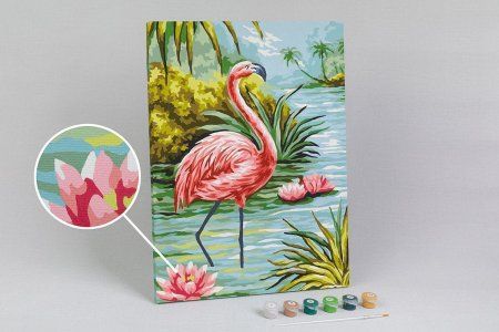 Набор для раскрашивания по номерам (холст на подрамнике) ФРЕЯ 40 х 30 см "Фламинго в озере" PNB/PM-212