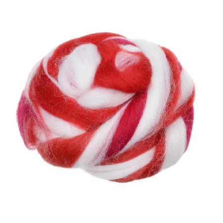 Шерсть для валяния GAMMA 100% полутонкая шерсть 50 г отбелка/винный/красный MY-050-6027