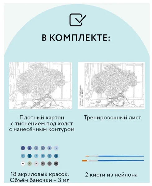 Картина по номерам на картоне ТРИ СОВЫ "Гортензия" 30 x 40 см с акриловыми красками и кистями RE-КК_44073