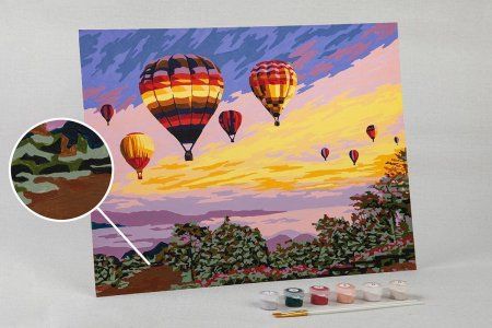 Набор для раскрашивания по номерам (на картоне) ФРЕЯ 40 х 30 см "Полёт воздушных шаров" PKZ/PM-020