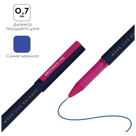 Ручка шариковая Greenwich Line "Utility dark blue" синяя, 0.7 мм, игольчатый стержень, грип, софт-тач RE-GL_24432/Pbl_32642 Ручка шариковая Greenwich Line "Utility dark blue" синяя, 0.7 мм, игольчатый стержень, грип, софт-тач RE-GL_24432/Pbl_32642