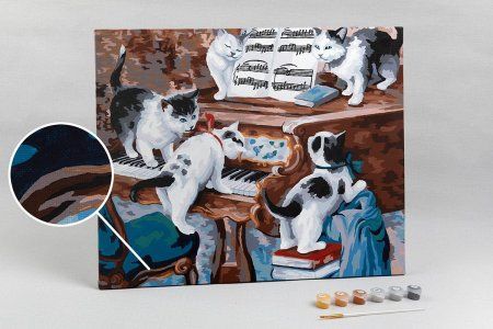 Набор для раскрашивания по номерам (холст на подрамнике) ФРЕЯ 50 х 40 см "Пушистый ансамбль" PNB/PL-107