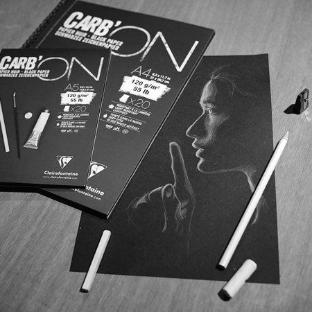 Скетчбук CLAIREFONTAINE Carb'ON 120 г/м2 A4 20 л, склейка, черные листы RH-975039C