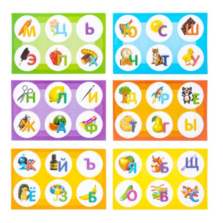 Лото с пластиковыми фишками "Азбука" 6 карточек, 36 фишек, 3+ KOR-04504