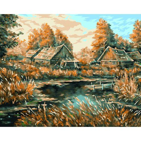 Картина по номерам на холсте ТРИ СОВЫ "Деревня" 40 x 50 см, краски, кисть RE-КХ_44185