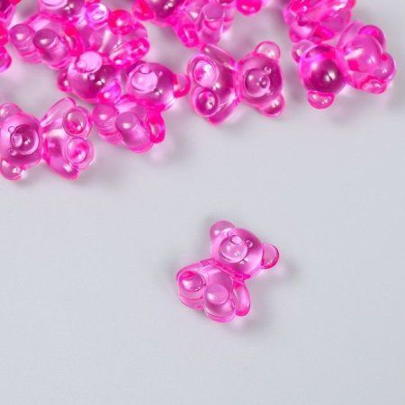 Декор для творчества пластик "Медвежонок" ярко-розовый 25 шт 1.8 x 1.5 x 1 см SIM-9129445