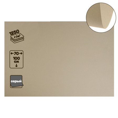 Картон переплетный 2.0 мм 1250 г/м2 70 х 100 см серый SIM-3296000