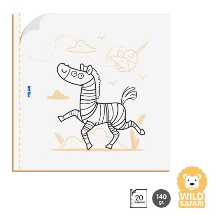 Альбом для раскрашивания MILAN "Дикая Саванна", 20 иллюстраций, 21×21 см, с перфорацией ML-54218GC01