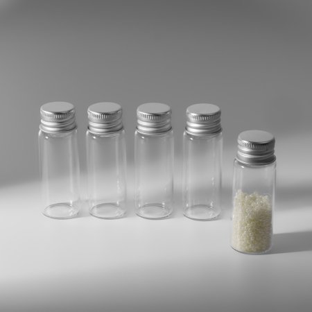 Баночки для хранения бисера 15 мл, d 6 x 2.2 см (в наборе 5 шт) стекло, алюминий АУ SIM-4337252