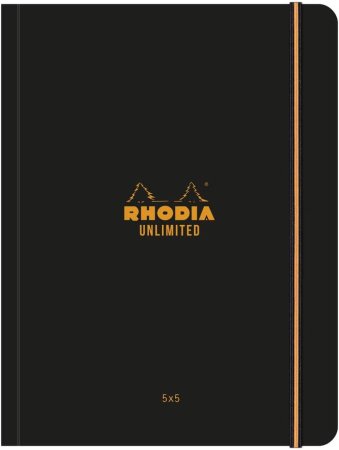 Блокнот RHODIA Unlimited A5+ 80 г/м2 60 л, в клетку, мягк.обл., на резинке, черный RH-118759C