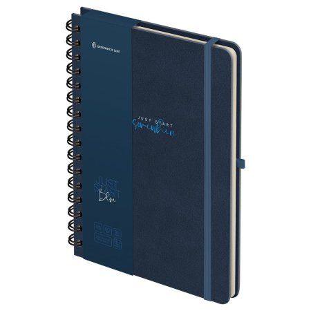 Записная книжка А5 96л. Greenwich Line "Just start. Blue" кожзам, на гребне, твердая обложка, тиснение фольгой, с петлей для ручки RE-NA5с_51432