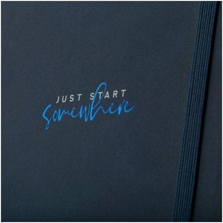 Записная книжка А5 96л. Greenwich Line "Just start. Blue" кожзам, на гребне, твердая обложка, тиснение фольгой, с петлей для ручки RE-NA5с_51432