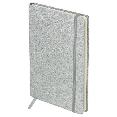 Ежедневник недатированный A6 136л. BG "Glitter. Silver" твердый переплет, диз. картон, на резинке, карман, серебристый RE-DuA6_61222