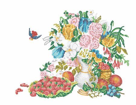 Кристальная (алмазная) мозаика ФРЕЯ на подрамнике "Пейзаж - Фрукты и Цветы, Фрэнсис Флора Бонд Палмер" 40 х 30 см MET-ALPD-041