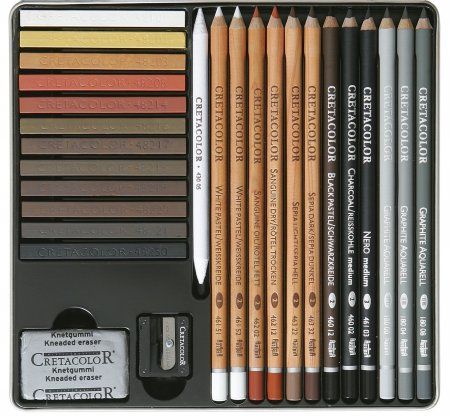 Набор для эскизов CRETACOLOR Creativo 27 предметов, мет.пенал CR40031 Набор для эскизов CRETACOLOR Creativo 27 предметов, мет.пенал CR40031