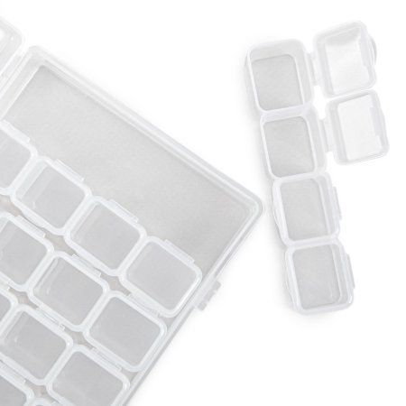 Органайзер для бисера с ячейками 28 шт GAMMA пластик 10.6 x 17.5 x 2.6 см прозрачный ОМ-028