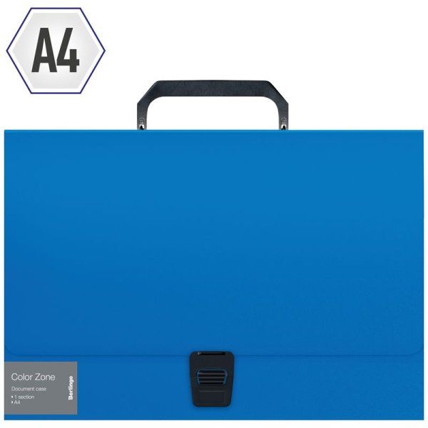 Папка-портфель 1 отделение A4 Berlingo "Color Zone" 330 x 230 x 35 мм, 1000 мкм, синяя RE-PF4_01041