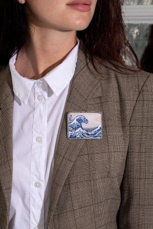 Набор для вышивания PANNA Живая картина. Брошь. Большая волна в Канагаве" 5 х 6 см MET-JK-2268