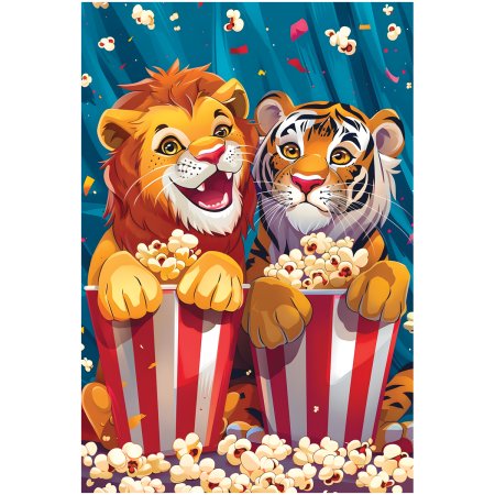 Пазл ТРИ СОВЫ 104 "Лев и тигр с попкорном" RE-ПК104_64402