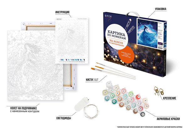 Набор для раскрашивания по номерам (со светодиодами) ФРЕЯ 50 х 40 см "Аврора" PNB/PLDD-382