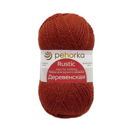 Пряжа Пехорская ПТ "Деревенская" 100% шерсть 1 х 100 г 250 ± 15 м №030 св.теракот PEH-DER-030