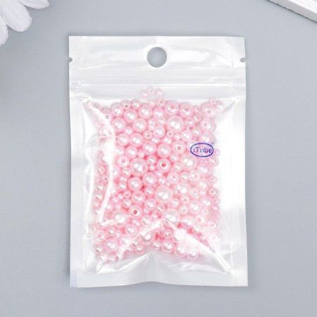 Бусины для творчества пластик "Круглые. Розовая пудра" d=3-8 мм набор 10 г SIM-7459612