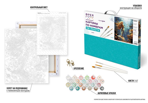 Набор для раскрашивания по номерам (холст на подрамнике) ФРЕЯ 50 х 40 см "В морских глубинах" PNB/PL-391