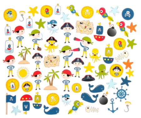 Набор высечек для скрапбукинга "Пират" 57 элементов 4274780 Набор высечек для скрапбукинга "Пират" 57 элементов 4274780