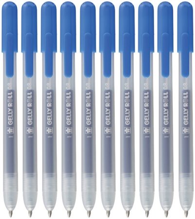 Ручка гелевая SAKURA Gelly Roll Stardust, набор 10 шт, синий, средний наконечник 0.8 мм, выдвижной корпус RTPXGBRACL10A