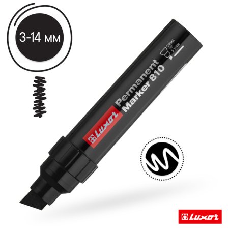 Маркер перманентный промышленный Luxor "810" 14 мм, скошенный, черный RE-3171