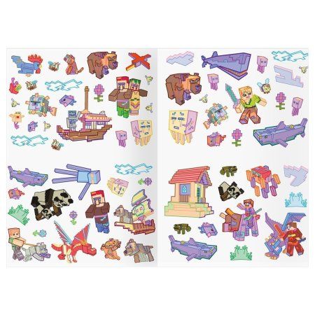Альбом с наклейками ТРИ СОВЫ "Многоразовые наклейки. В стиле Minecraft" с постерами, 8 стр, А5 RE-КзнА5_57278