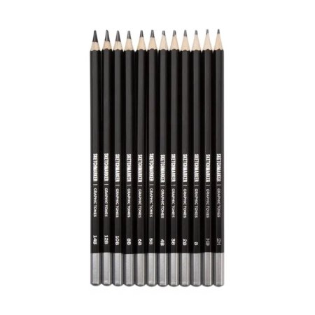 Набор чернографитных карандашей SKETCHMARKER 12 шт 2Н-14B, в металлическом пенале NP-SMGP-graphite12