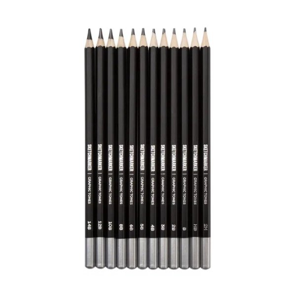 Набор чернографитных карандашей SKETCHMARKER 12 шт 2Н-14B, в металлическом пенале NP-SMGP-graphite12