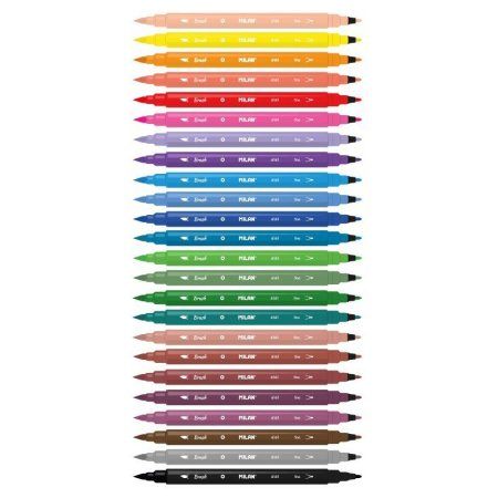 Набор фломастеров MILAN двусторонние (перо круглое+кисть) 24 цв, метал.пенал ML-6161624 Набор фломастеров MILAN двусторонние (перо круглое+кисть) 24 цв, метал.пенал ML-6161624