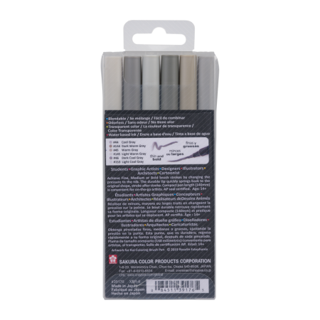 Набор маркеров акварельных SAKURA Koi кисточка 6 цветов MPXBR-6