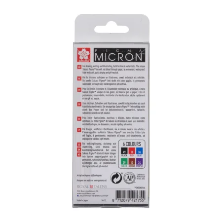Набор капиллярных ручек SAKURA Pigma Micron 6 цветов (0.45 мм) RTPOXSDK056A