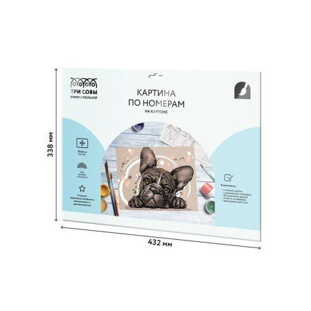 Картина по номерам на картоне ТРИ СОВЫ "Французский бульдог" 30 x 40 см с акриловыми красками и кистями RE-КК_44035